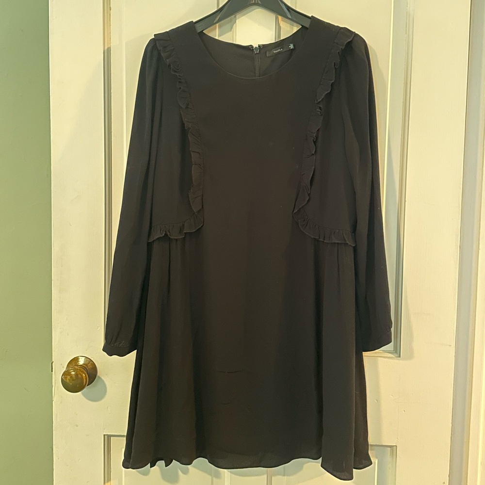 Talulah Long Sleeve Mini Dress with Ruffle Detail Black 8